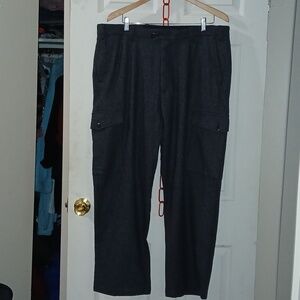 Nautica Men's Charcoal Cargo Pants - Utility Pocket Style 55%Woll,45%Rayon,38w